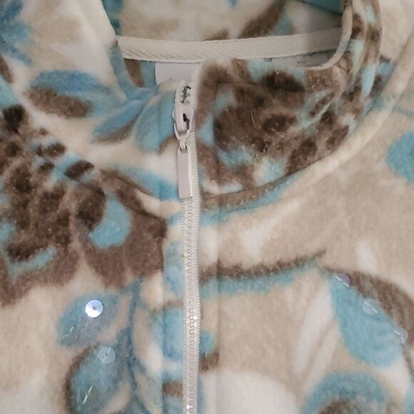 Petite zip up floral sweater jacket sweatshirt - Picture 3 of 6